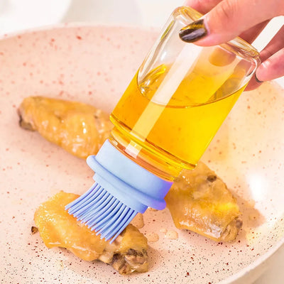 Silicone Brush Glass Oil Bottle with Cap