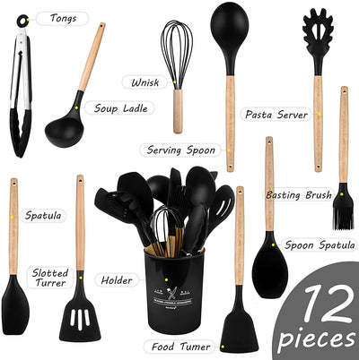 12 PCS SILICONE COOKING UTENSILS SET